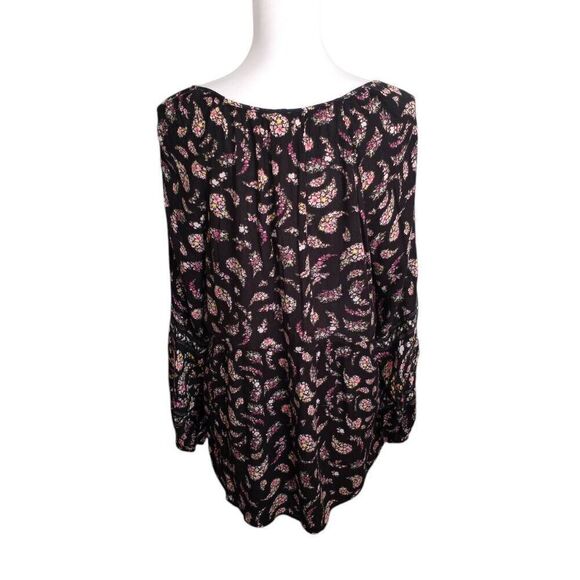 OLD NAVY BLACK & PINK FLORAL BOHO-INSPIRED BLOUSE SZ.L EUC - Picture 5 of 7